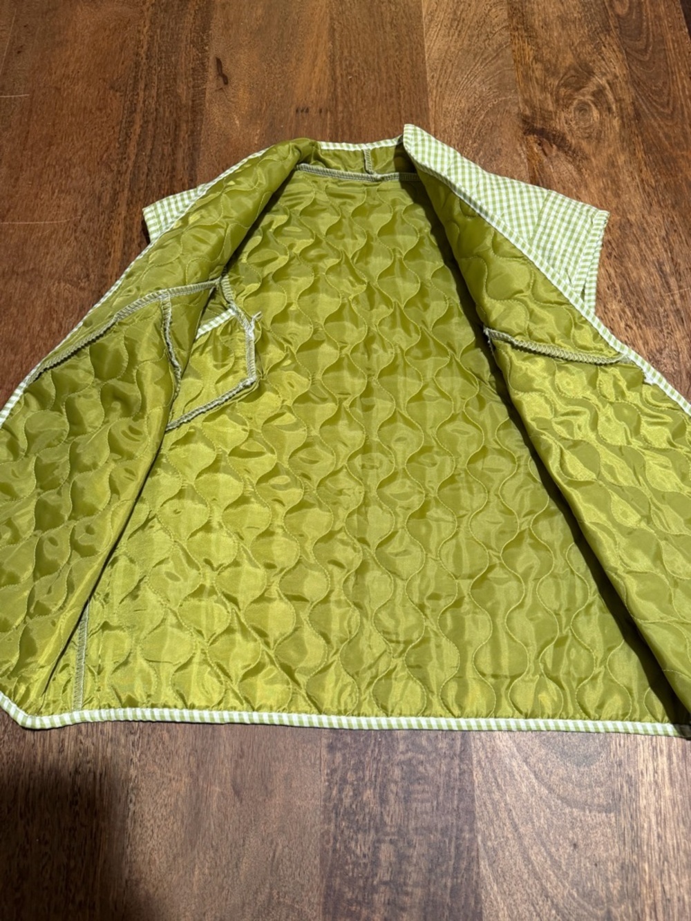 NWOT Italian Boutique Quilted Gingham Vest - Green - Siena Italy - Picture 3 of 7